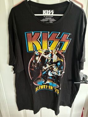KISS Black Graphic Tee - 'Alive! In '75' 2XL